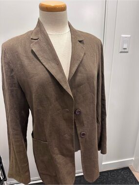 Brown vintage 100% linen blazer